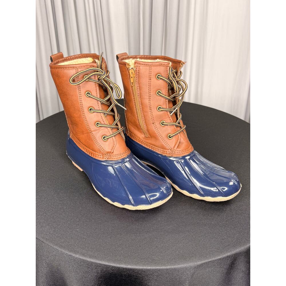 Highland Creek Duck Boots Brown Blue Womens Size 6 - Picture 2 of 2